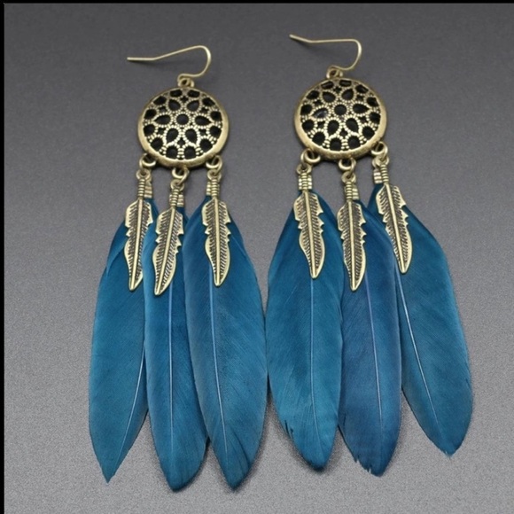 Fashion Jewelry Jewelry - Dream catcher dangle earrings. Teal under light (see pictures) 4.5 inches size.